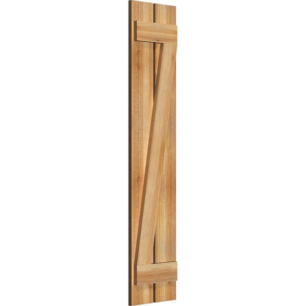 Spaced Board-n-Batten Shutters W/Z-Bar, Rough Sawn Western Red Cedar, 11 1/4W X 52H